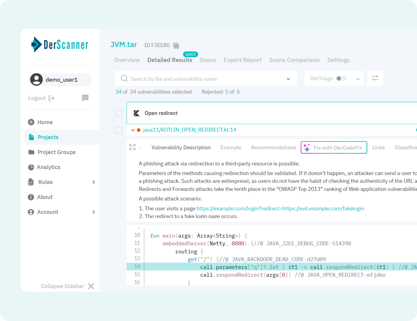 Интерфейс DerScanner